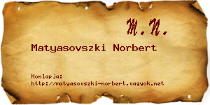 Matyasovszki Norbert névjegykártya